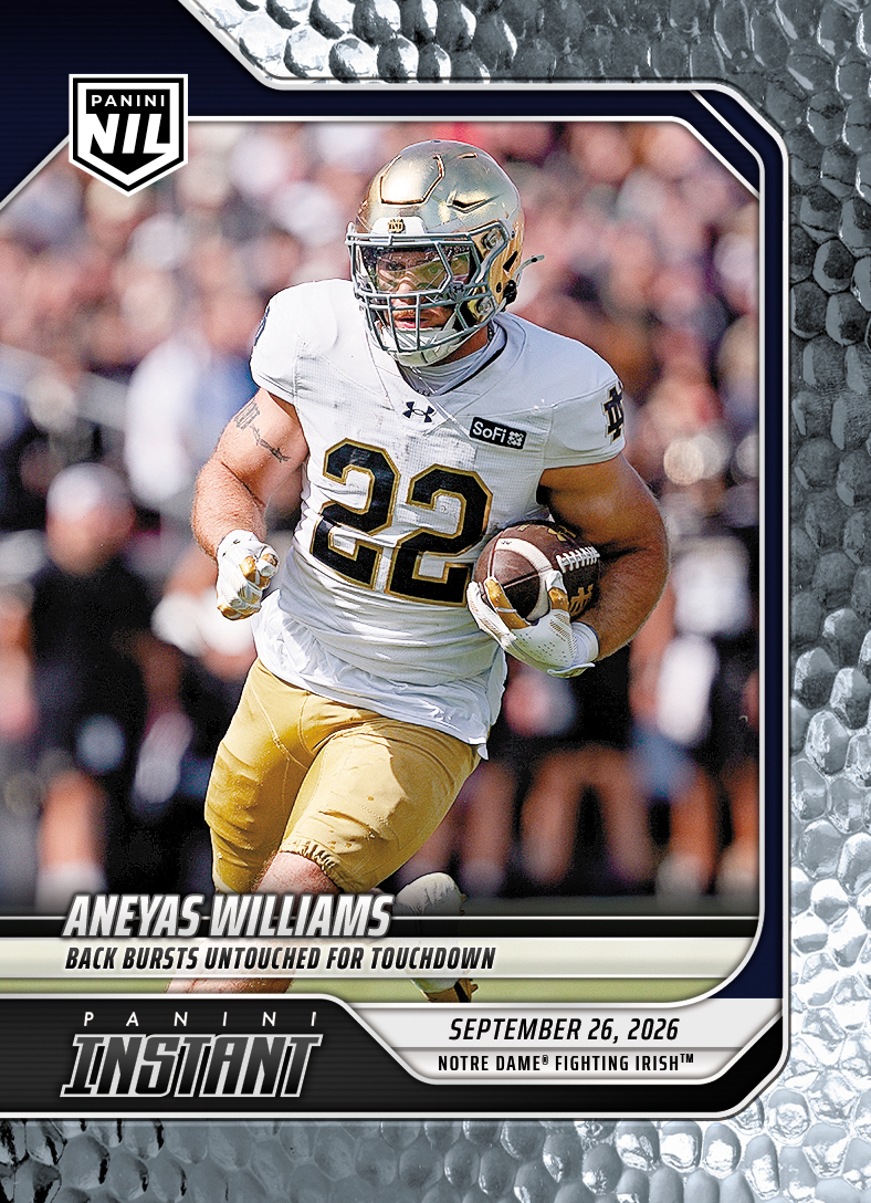 Detailed Image of Aneyas Williams - 2026 Panini Instant NIL College Football #4-AWI - Metallic /5