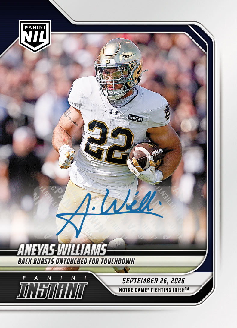 Detailed Image of Aneyas Williams - 2026 Panini Instant NIL College Football #4-AWI - Base /49 Auto