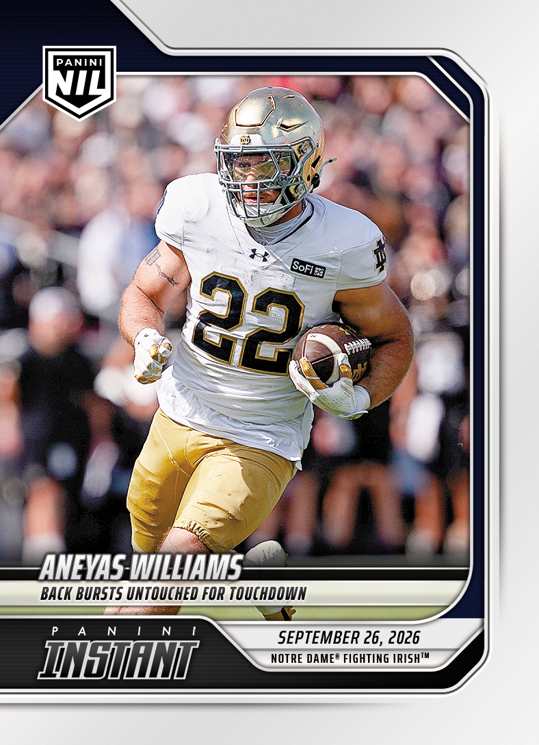 Detailed Image of Aneyas Williams - 2026 Panini Instant NIL College Football #4-AWI - Base Card 5-pack