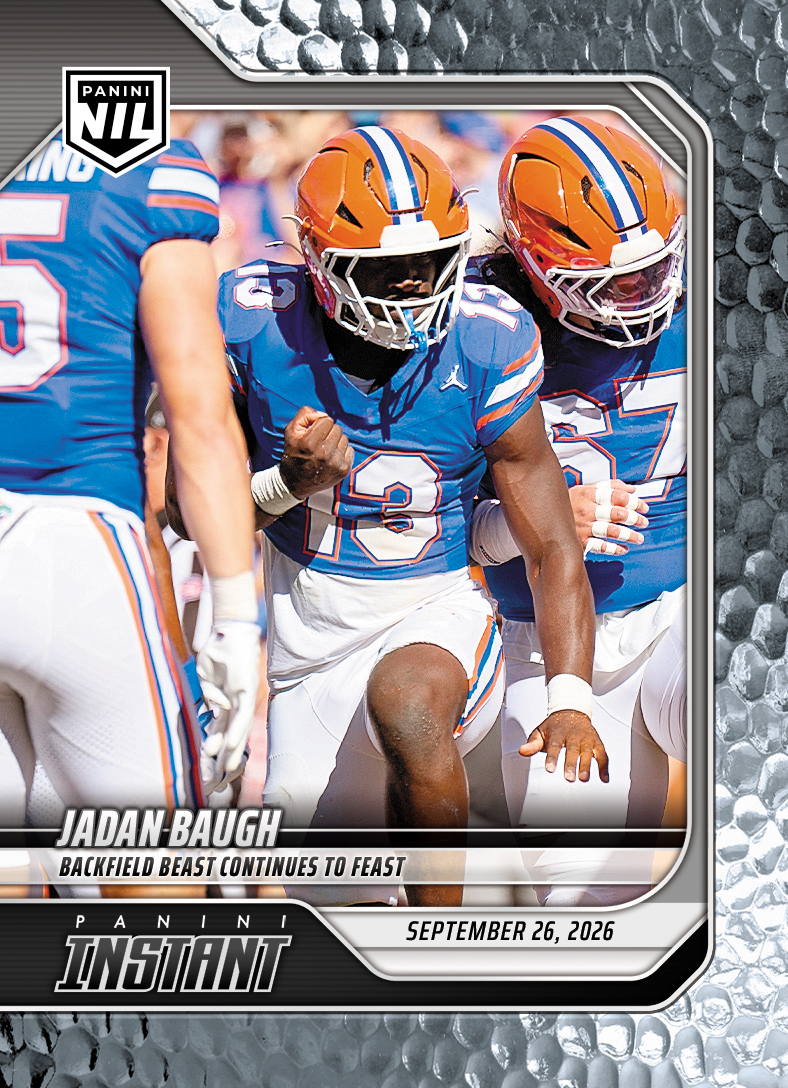 Detailed Image of Jadan Baugh - 2026 Panini Instant NIL College Football #4-JBA - Metallic /5