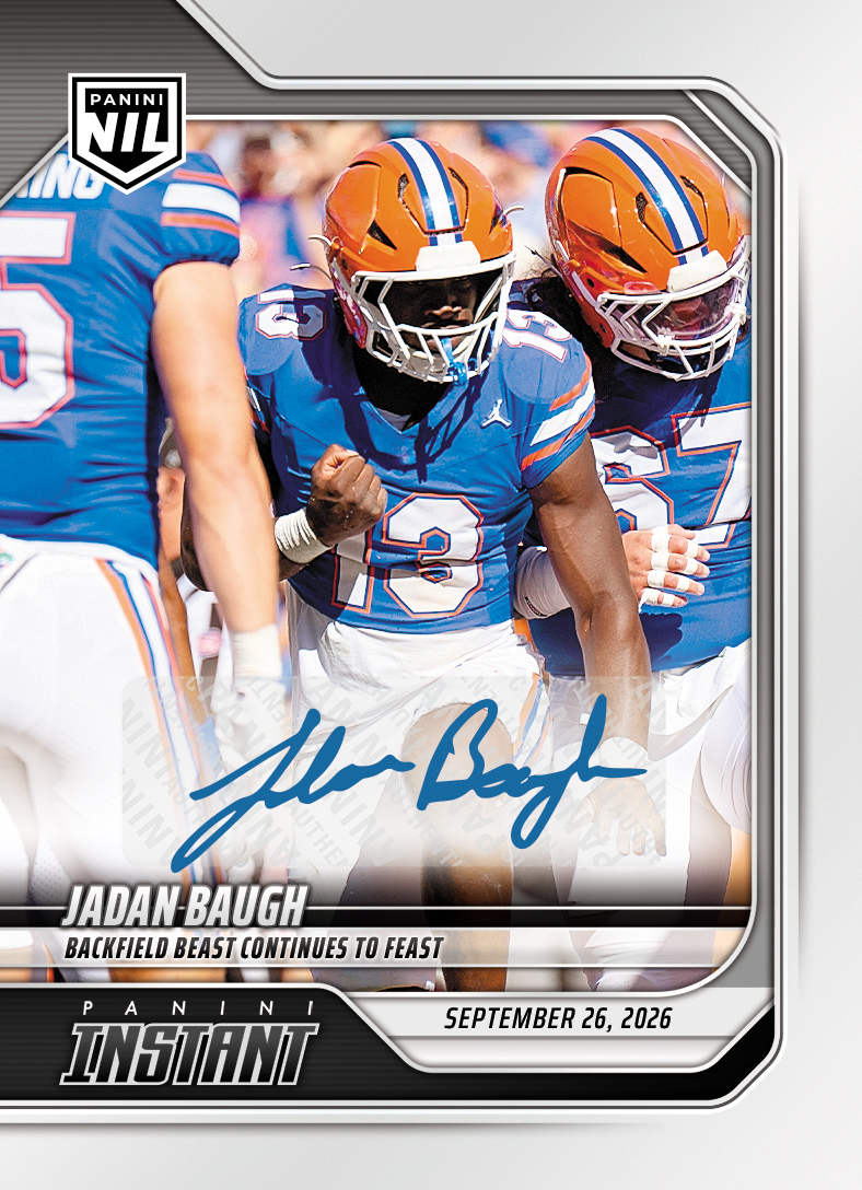 Detailed Image of Jadan Baugh - 2026 Panini Instant NIL College Football #4-JBA - Base /99 Auto