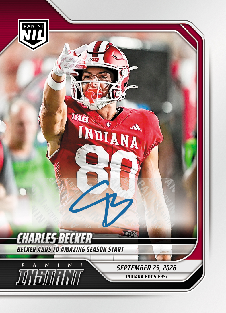 Detailed Image of Charles Becker - 2026 Panini Instant NIL College Football #4-CBE - Base /25 Auto