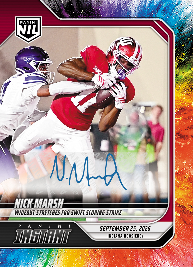 Detailed Image of Nick Marsh - 2026 Panini Instant NIL College Football #4-NMA - Color Blast /10 Auto