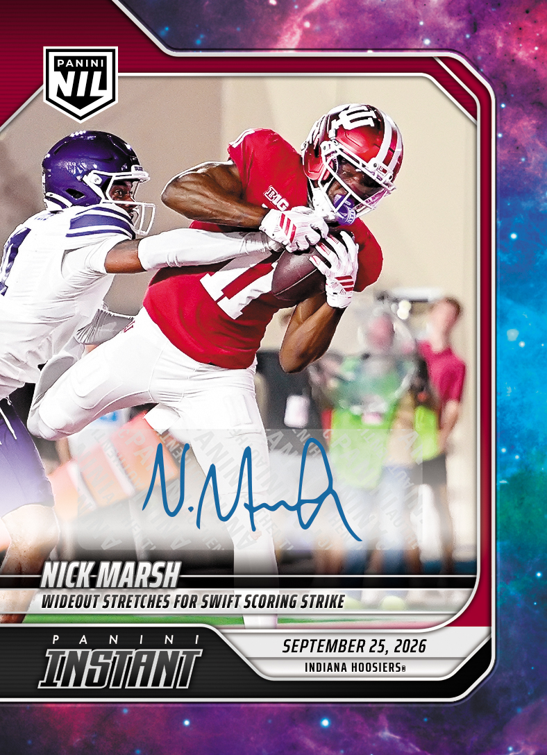 Detailed Image of Nick Marsh - 2026 Panini Instant NIL College Football #4-NMA - Galaxy 1/1 Auto