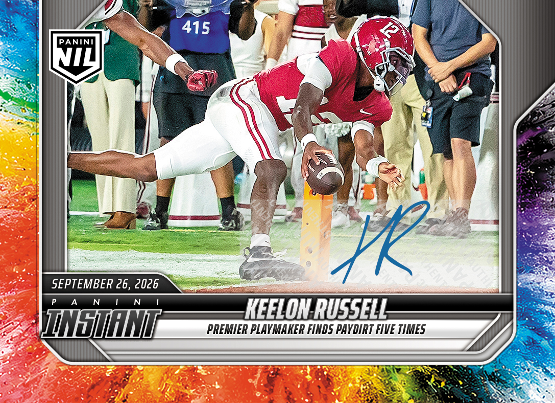 Detailed Image of Keelon Russell - 2026 Panini Instant NIL College Football #4-KRU - Color Blast /10 Auto