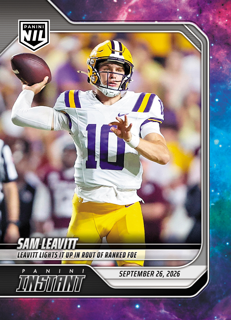 Detailed Image of Sam Leavitt - 2026 Panini Instant NIL College Football #4-SLE - Galaxy 1/1