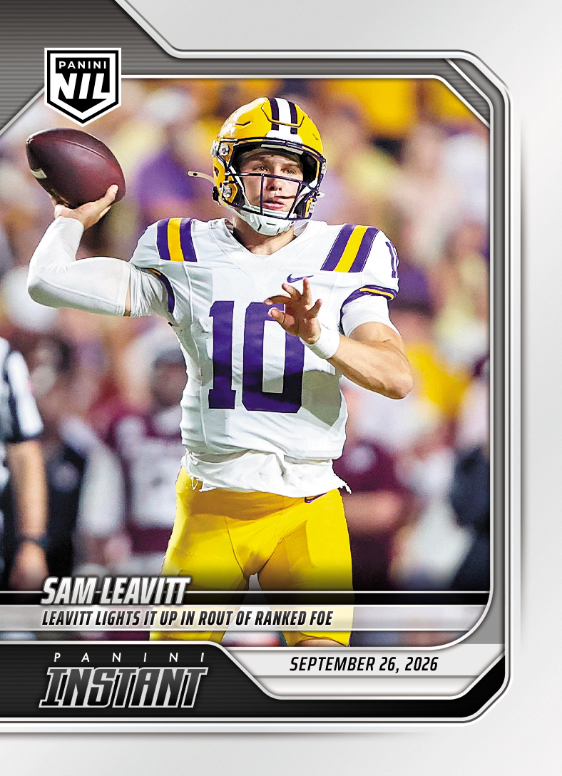 Detailed Image of Sam Leavitt - 2026 Panini Instant NIL College Football #4-SLE - Base Card 25-pack