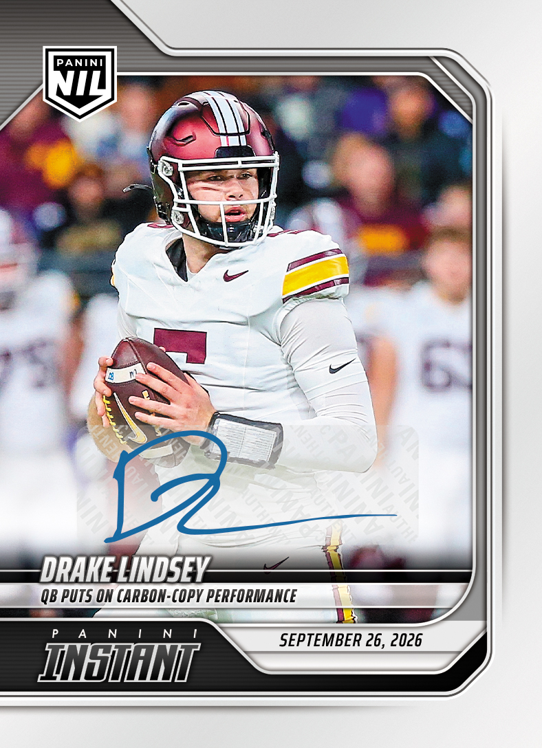 Detailed Image of Drake Lindsey - 2026 Panini Instant NIL College Football #4-DLI - Base /99 Auto