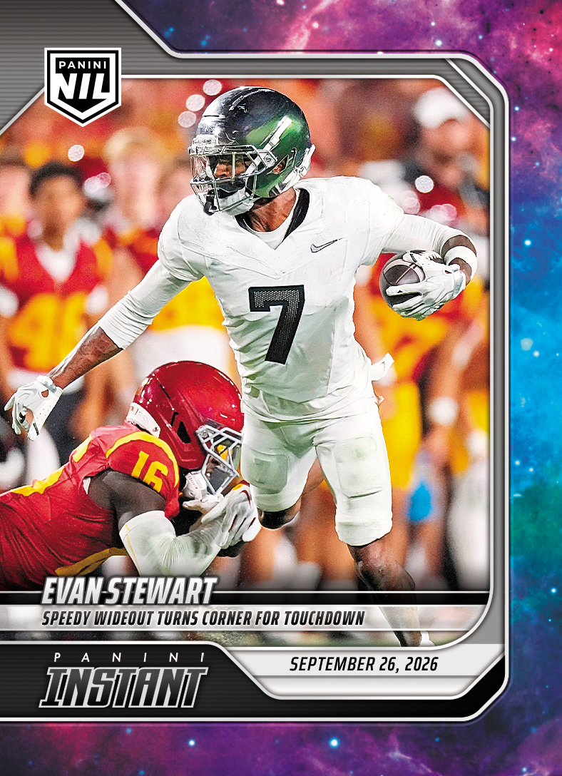 Detailed Image of Evan Stewart - 2026 Panini Instant NIL College Football #4-EST - Galaxy 1/1
