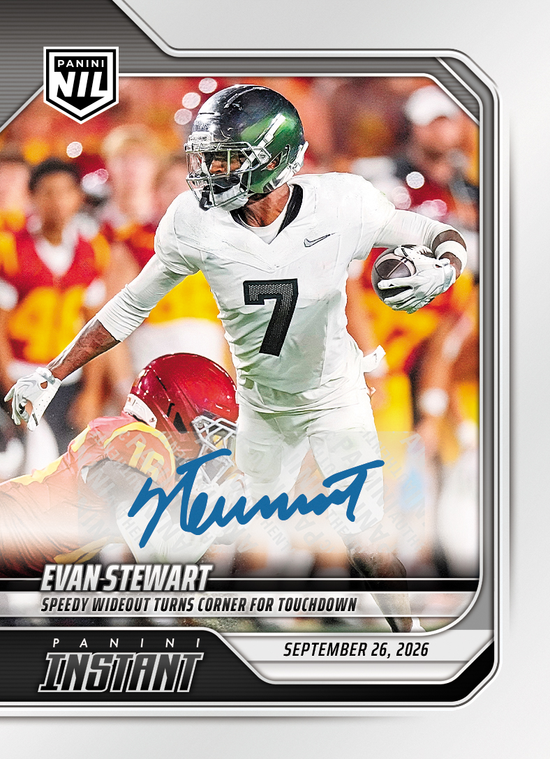 Detailed Image of Evan Stewart - 2026 Panini Instant NIL College Football #4-EST - Base /25 Auto