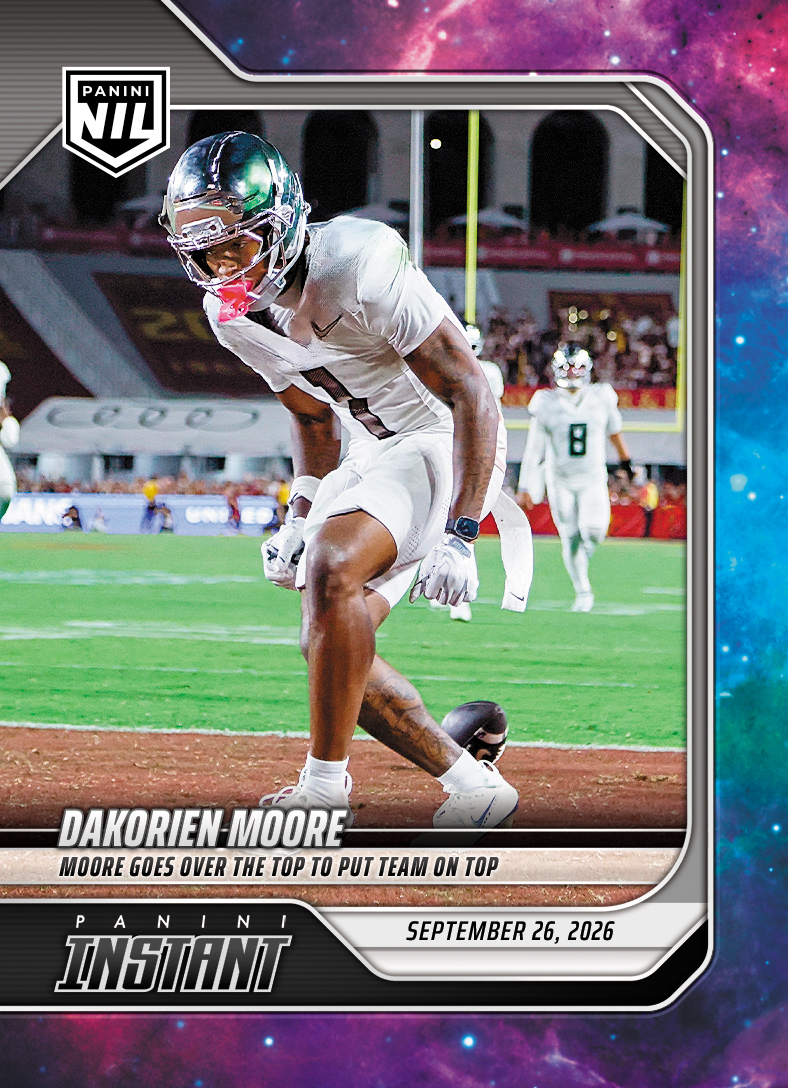 Detailed Image of Dakorien Moore - 2026 Panini Instant NIL College Football #4-DKM - Galaxy 1/1