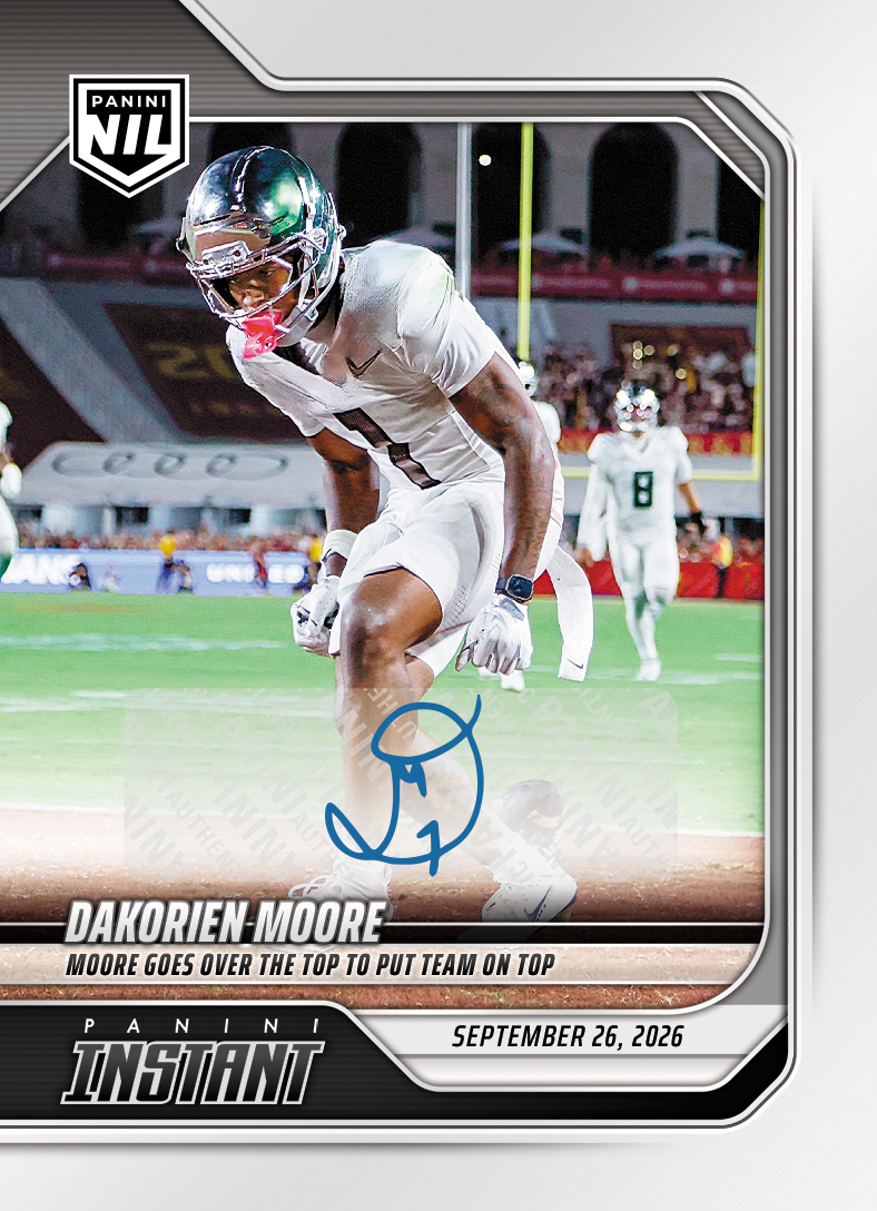 Detailed Image of Dakorien Moore - 2026 Panini Instant NIL College Football #4-DKM - Base /25 Auto