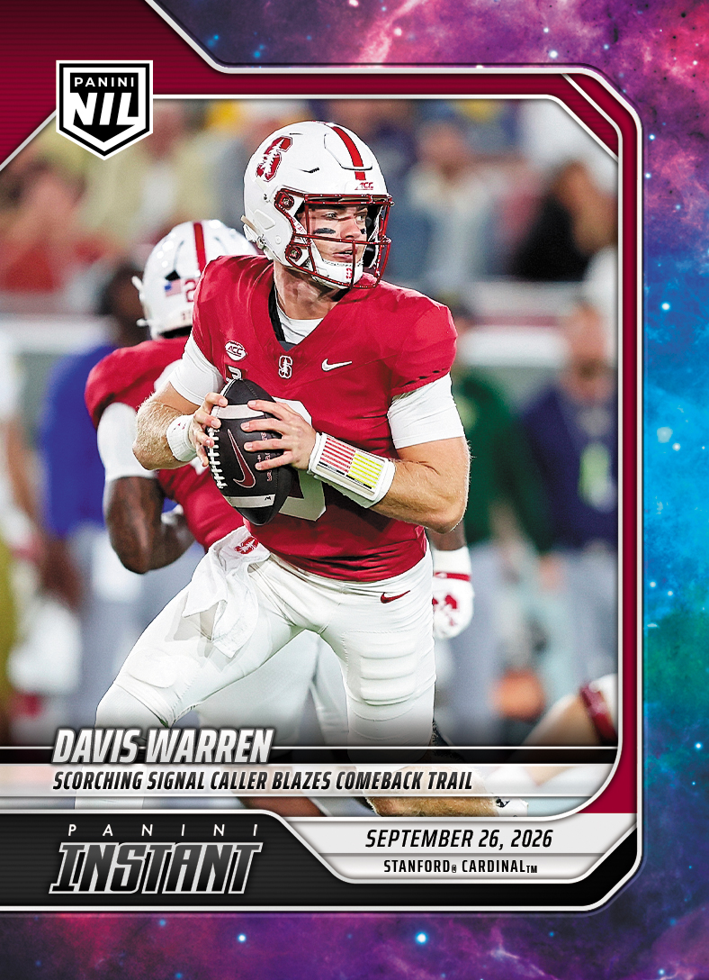 Detailed Image of Davis Warren - 2026 Panini Instant NIL College Football #4-DWA - Galaxy 1/1