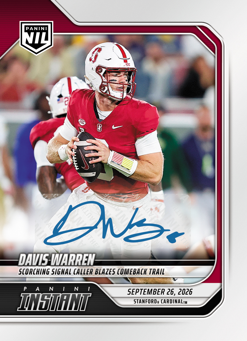 Detailed Image of Davis Warren - 2026 Panini Instant NIL College Football #4-DWA - Base /99 Auto