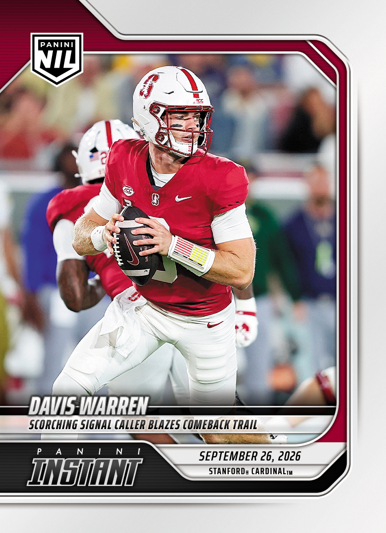 Detailed Image of Davis Warren - 2026 Panini Instant NIL College Football #4-DWA - Base Card 25-pack