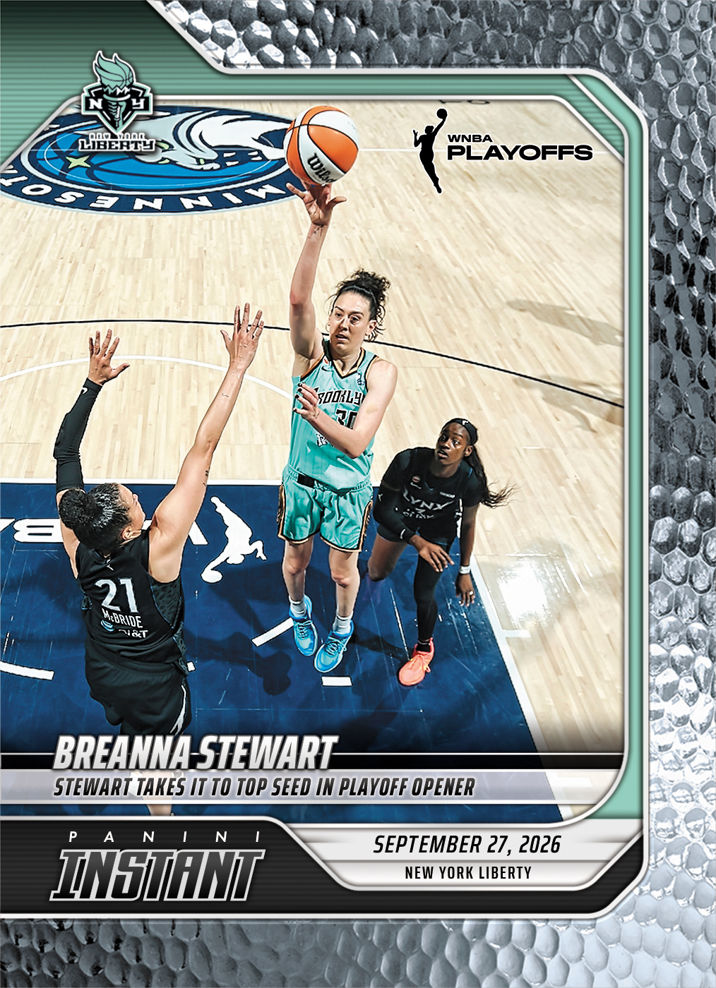 Detailed Image of Breanna Stewart - 2026 Panini Instant WNBA #379 - Metallic /5