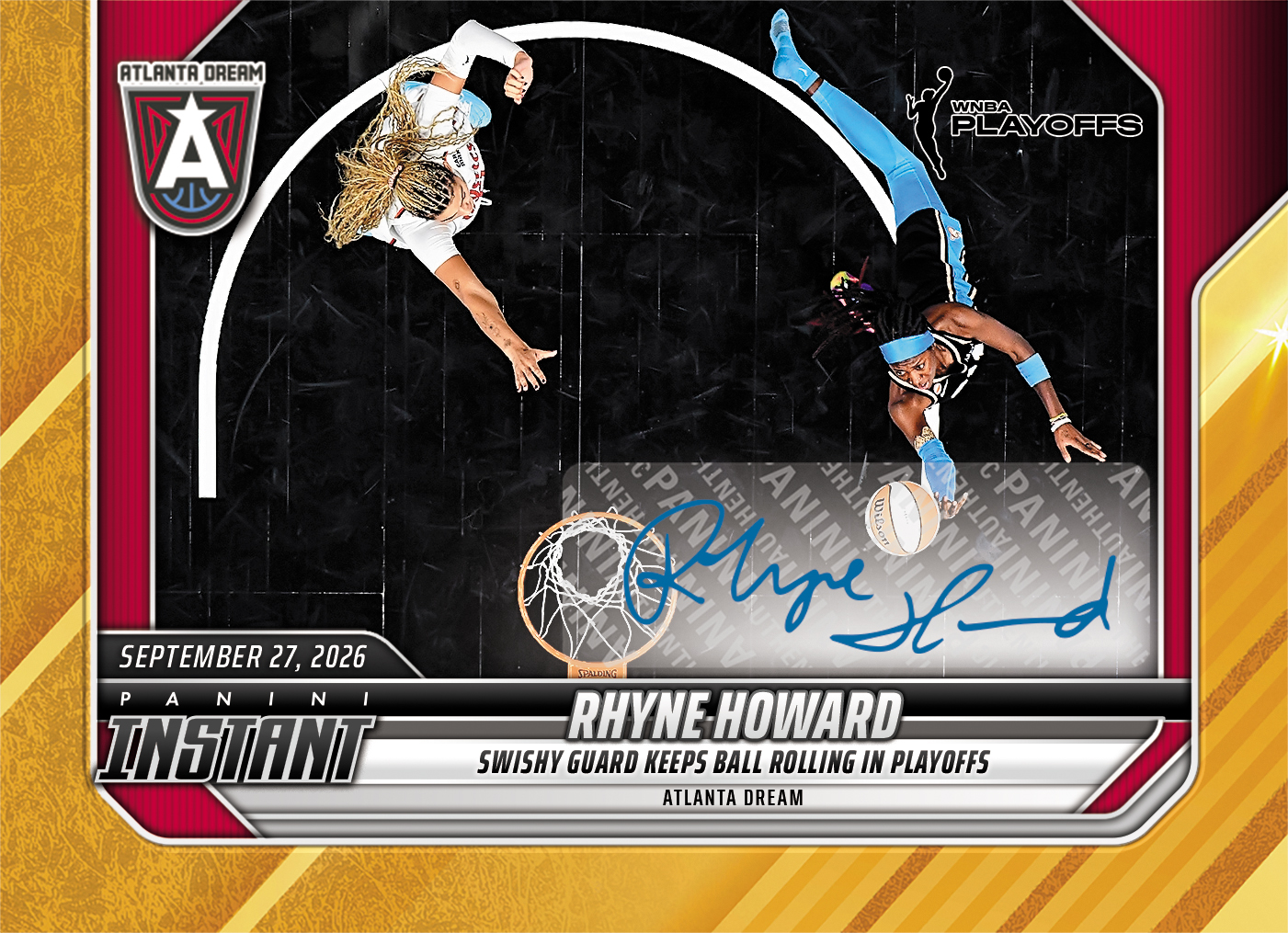 Detailed Image of Rhyne Howard - 2026 Panini Instant WNBA #381 - Gold /10 Auto