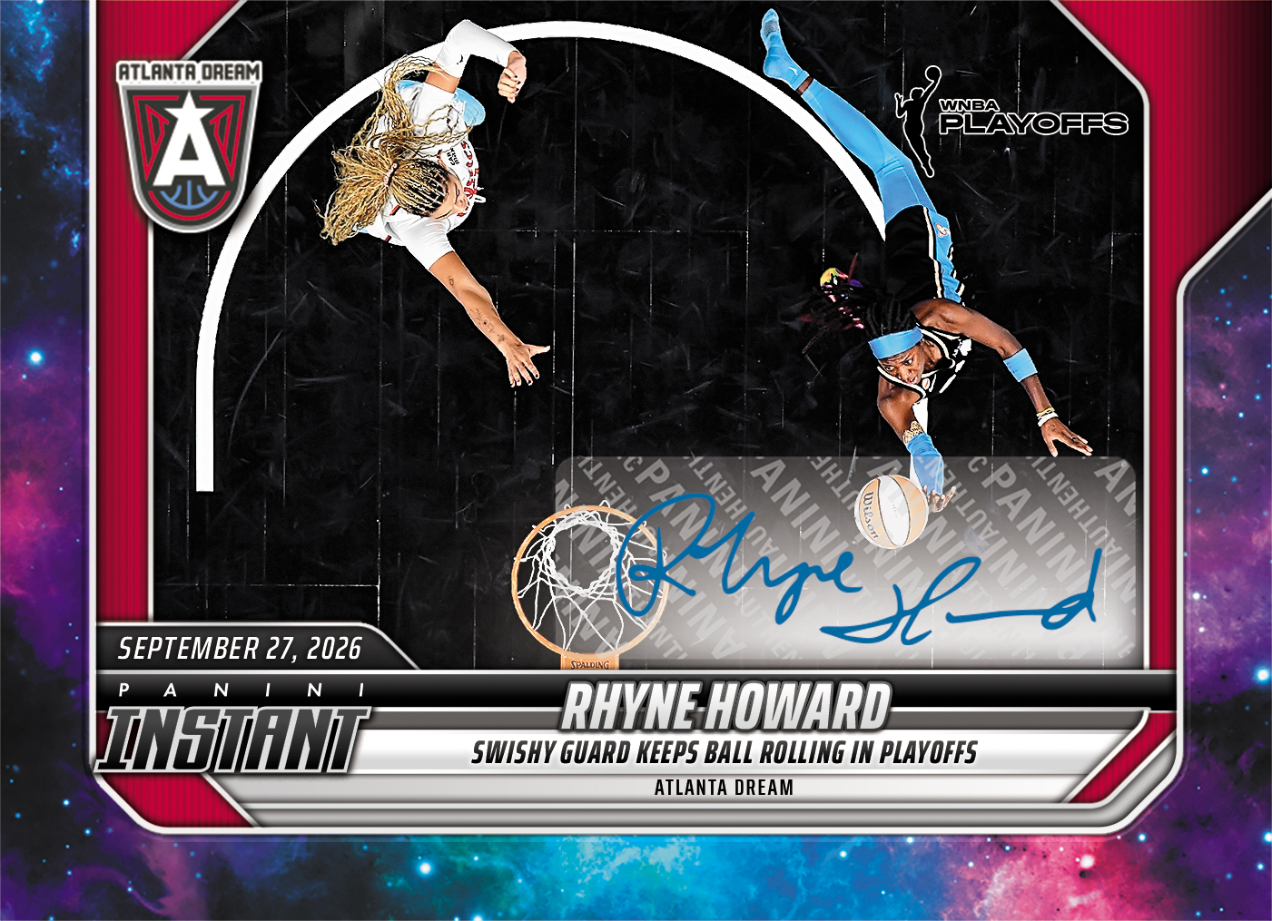Detailed Image of Rhyne Howard - 2026 Panini Instant WNBA #381 - Galaxy 1/1 Auto