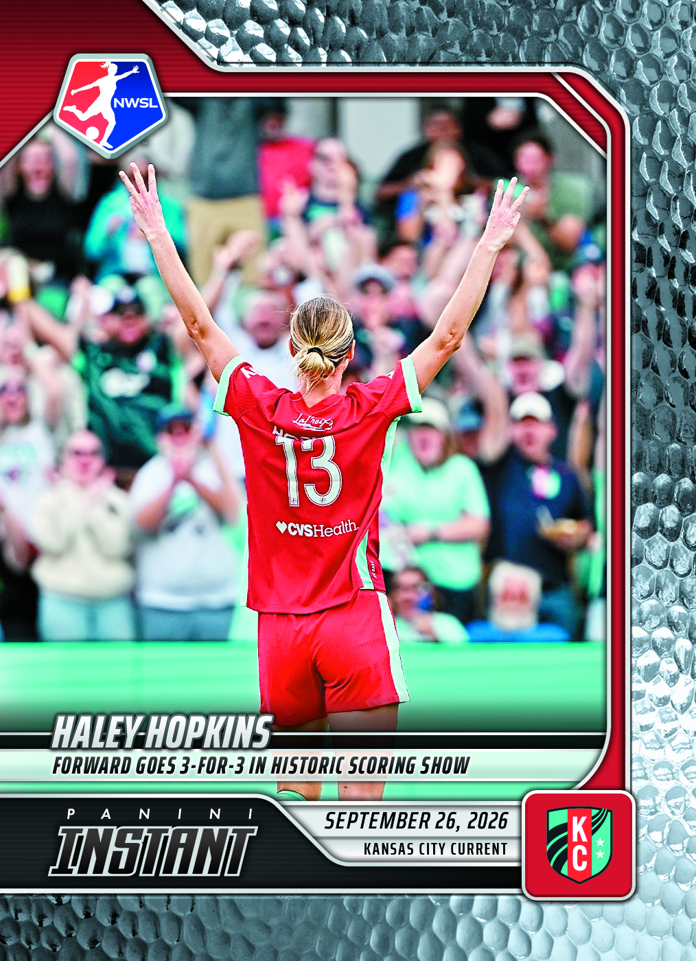 Detailed Image of Haley Hopkins - 2026 Panini Instant NWSL #187 - Metallic /5