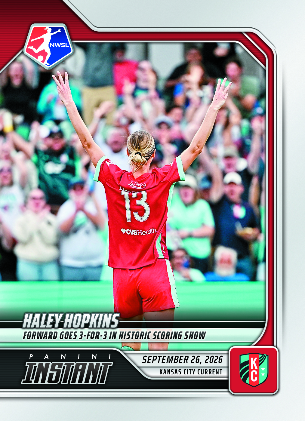 Detailed Image of Haley Hopkins - 2026 Panini Instant NWSL #187 - Base Card 10-pack