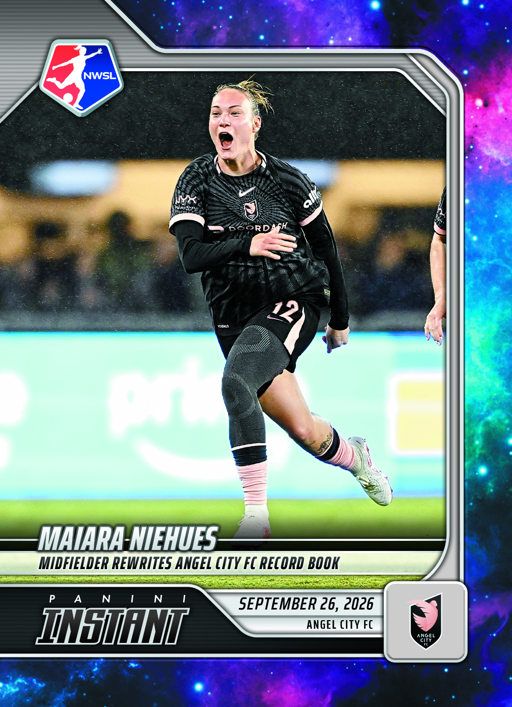 Detailed Image of Maiara Niehues - 2026 Panini Instant NWSL #188 - Galaxy 1/1