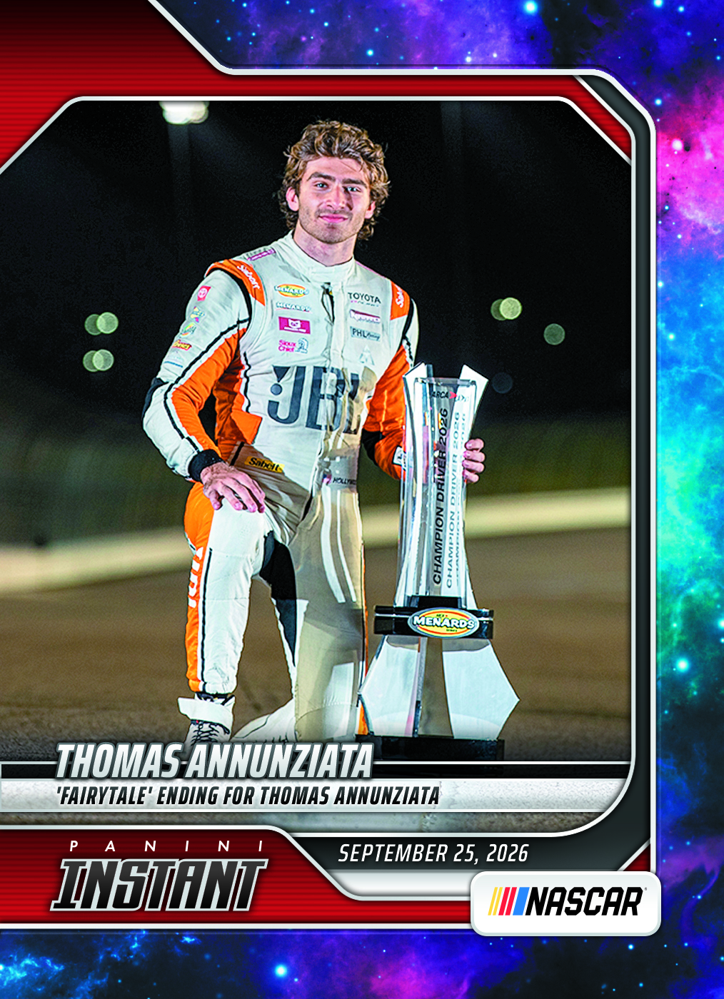Detailed Image of Thomas Annunziata - 2026 Panini Instant NASCAR #86 - Galaxy 1/1