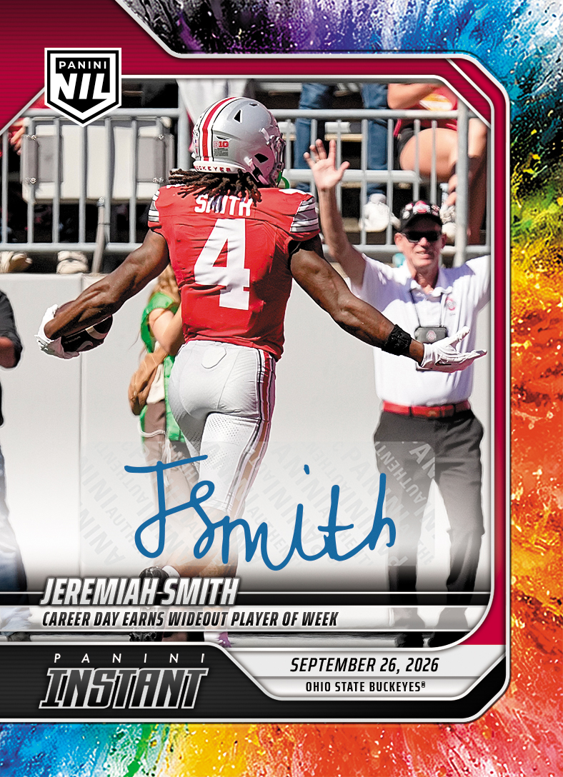 Detailed Image of Jeremiah Smith - 2026 Panini Instant NIL College Football #4-JSM - Color Blast /10 Auto