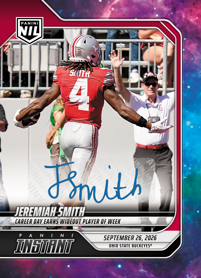 Detailed Image of Jeremiah Smith - 2026 Panini Instant NIL College Football #4-JSM - Galaxy 1/1 Auto