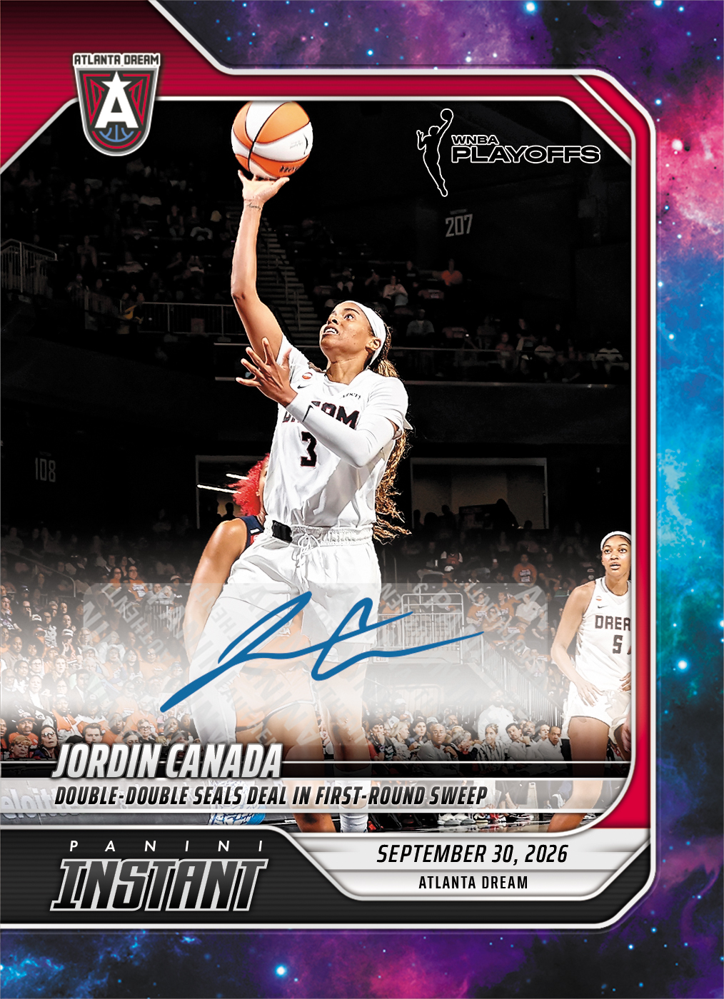 Detailed Image of Jordin Canada - 2026 Panini Instant WNBA #385 - Galaxy 1/1 Auto