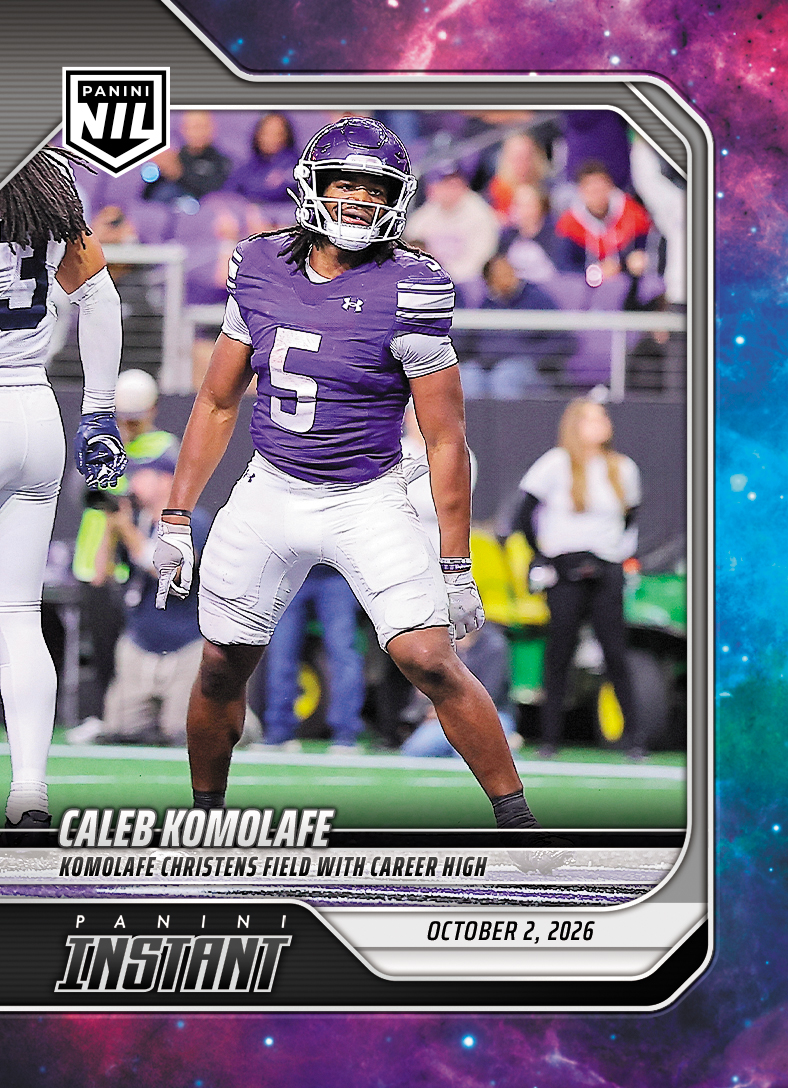 Detailed Image of Caleb Komolafe - 2026 Panini Instant NIL College Football #5-CKO - Galaxy 1/1