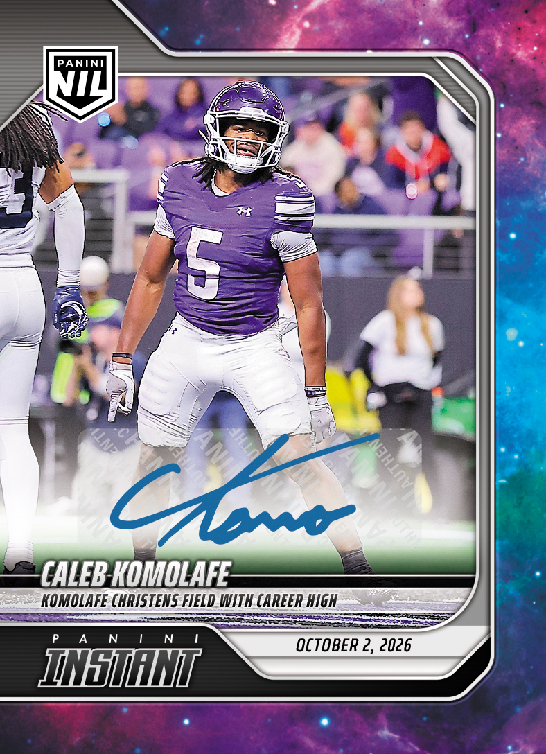 Detailed Image of Caleb Komolafe - 2026 Panini Instant NIL College Football #5-CKO - Galaxy 1/1 Auto
