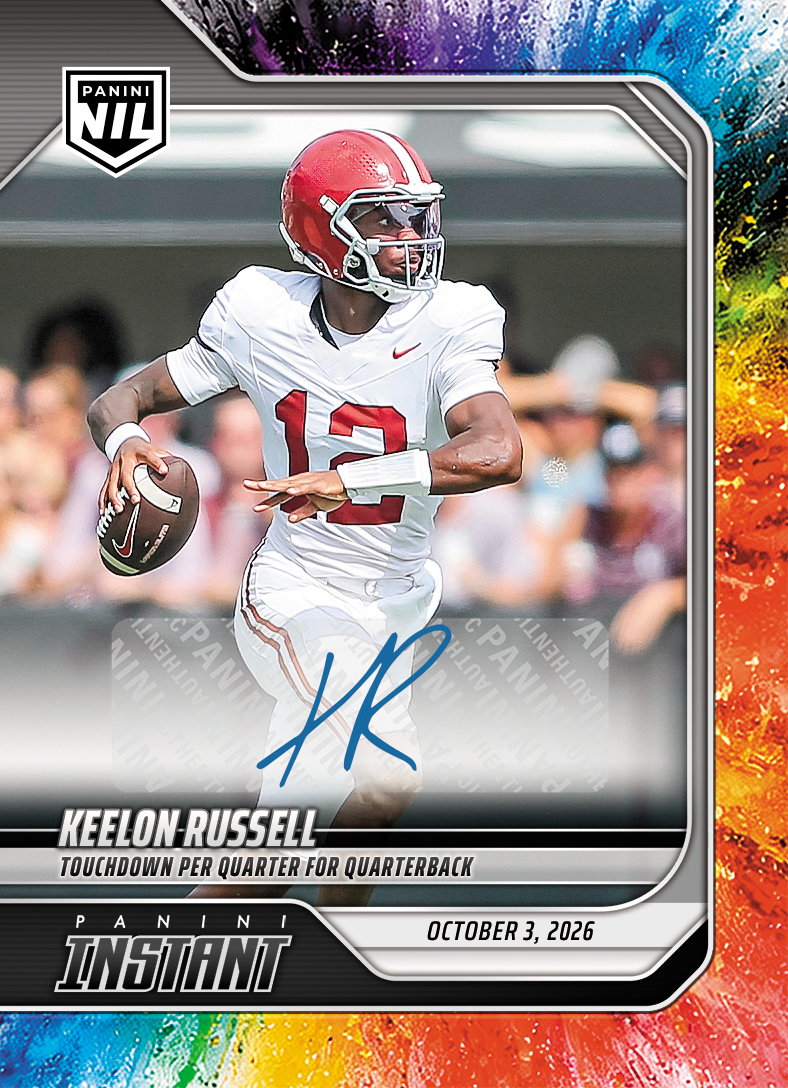 Detailed Image of Keelon Russell - 2026 Panini Instant NIL College Football #5-KRU - Color Blast /10 Auto