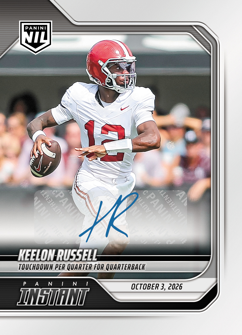 Detailed Image of Keelon Russell - 2026 Panini Instant NIL College Football #5-KRU - Base /49 Auto