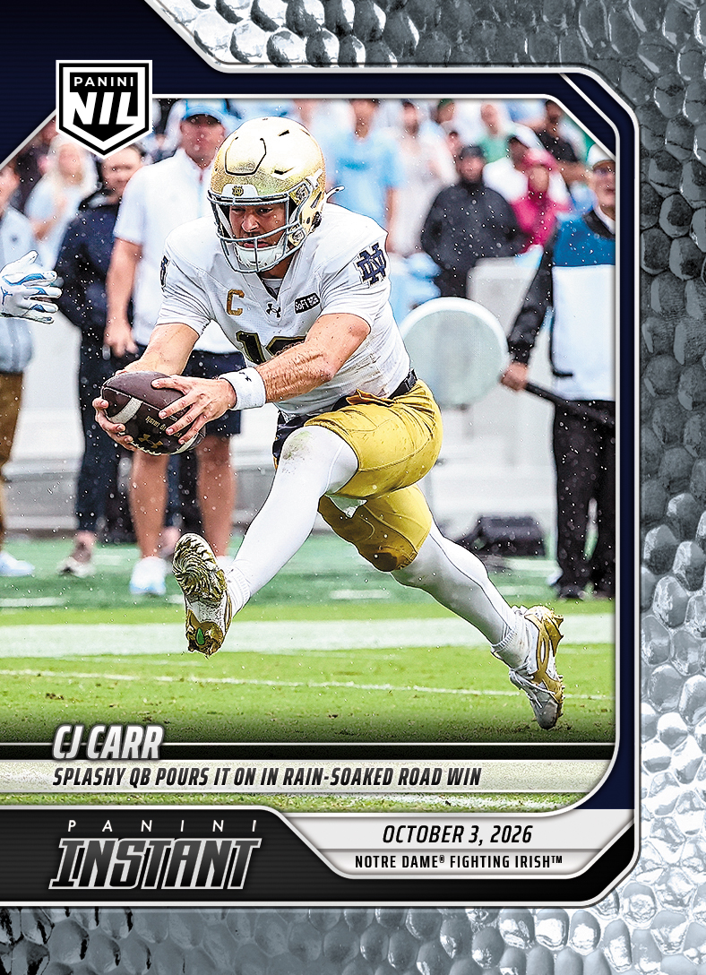 Detailed Image of CJ Carr - 2026 Panini Instant NIL College Football #5-CJC - Metallic /5