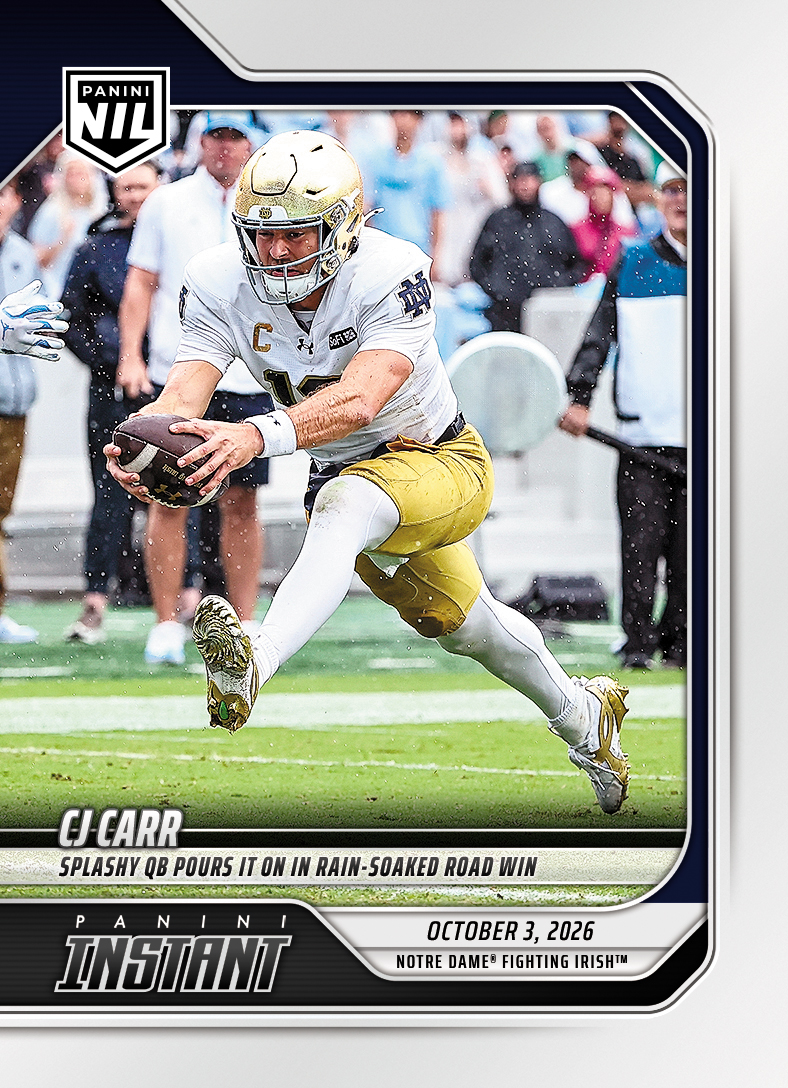 Detailed Image of CJ Carr - 2026 Panini Instant NIL College Football #5-CJC - Base Card 10-pack