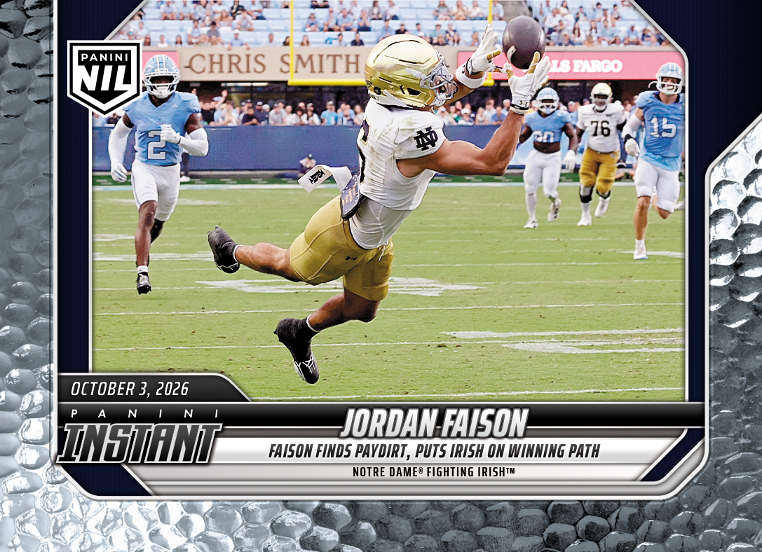 Detailed Image of Jordan Faison - 2026 Panini Instant NIL College Football #5-JFA - Metallic /5