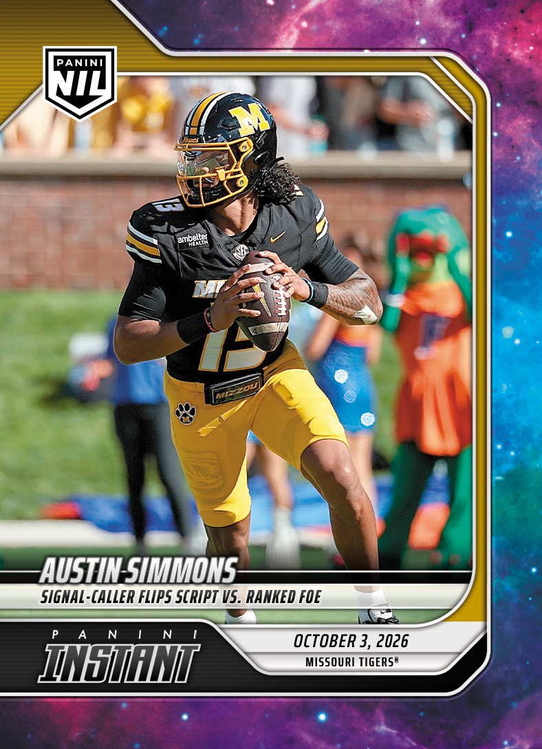Detailed Image of Austin Simmons - 2026 Panini Instant NIL College Football #5-ASI - Galaxy 1/1