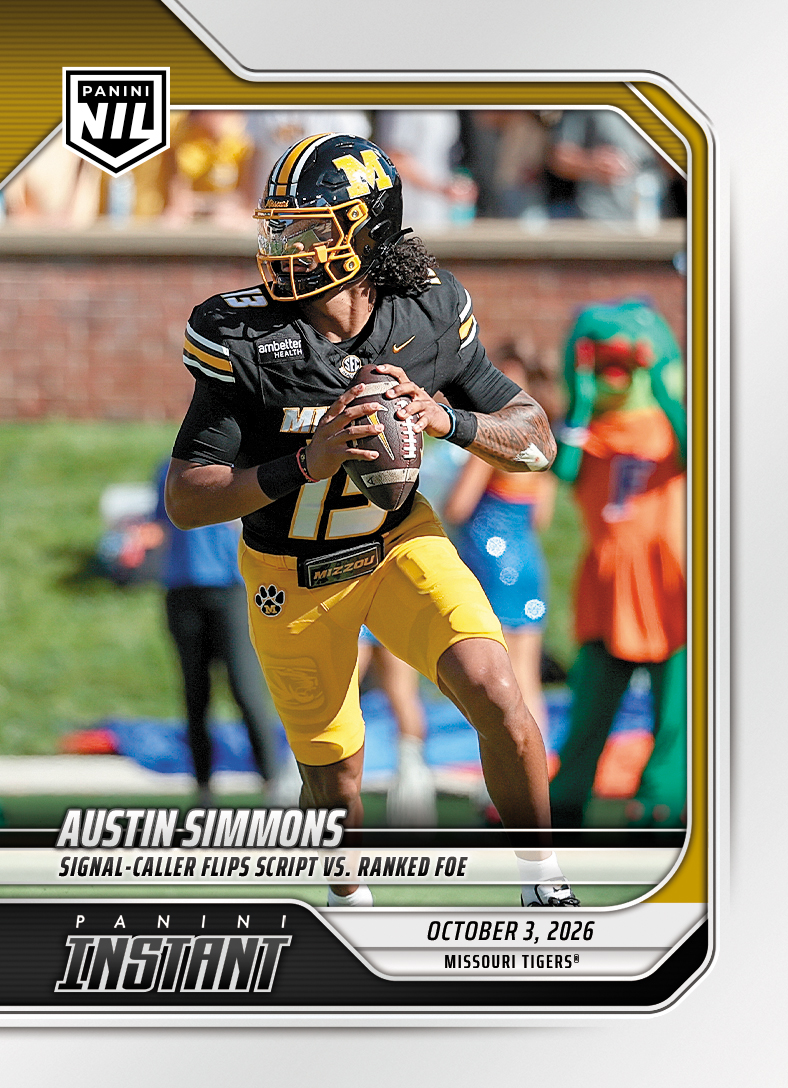 Detailed Image of Austin Simmons - 2026 Panini Instant NIL College Football #5-ASI - Base Card 25-pack
