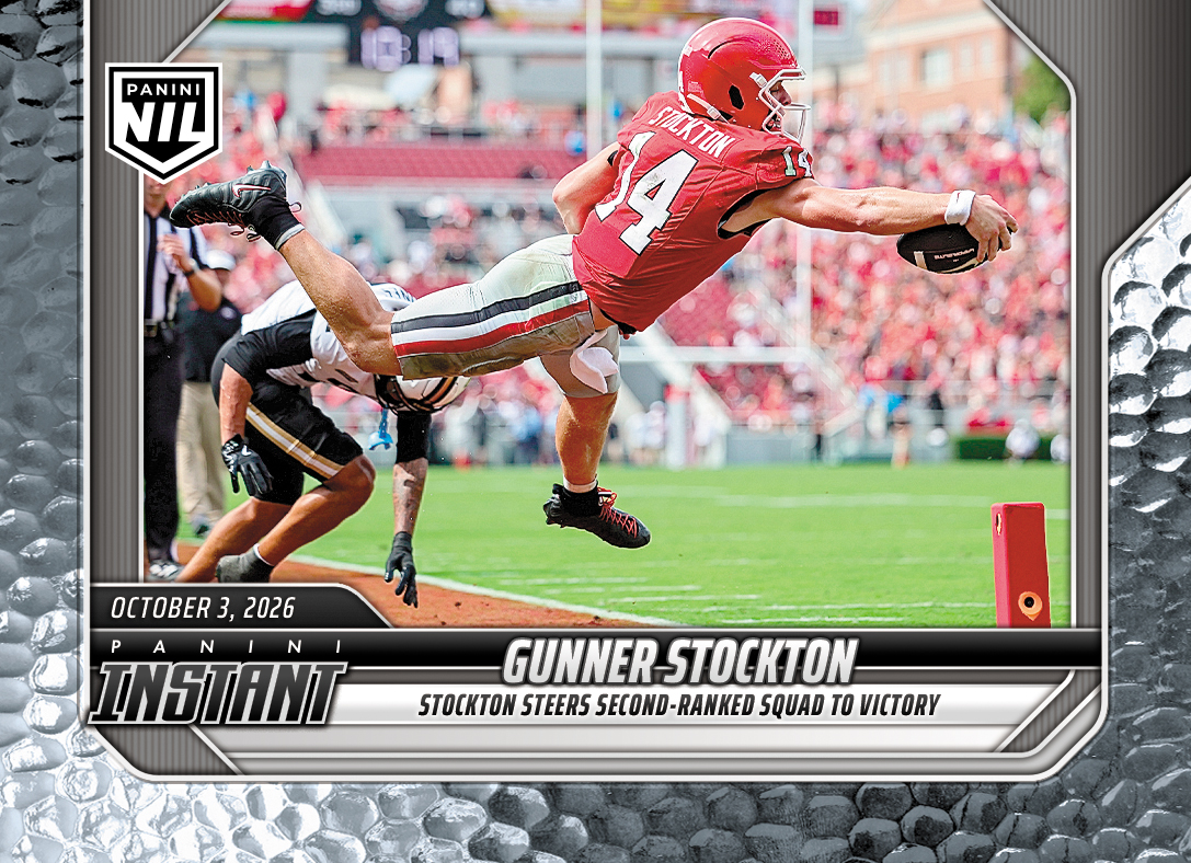 Detailed Image of Gunner Stockton - 2026 Panini Instant NIL College Football #5-GST - Metallic /5