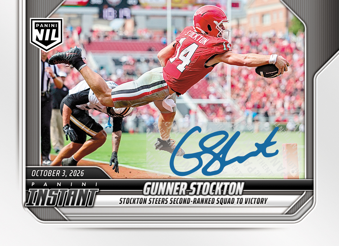 Detailed Image of Gunner Stockton - 2026 Panini Instant NIL College Football #5-GST - Base /25 Auto