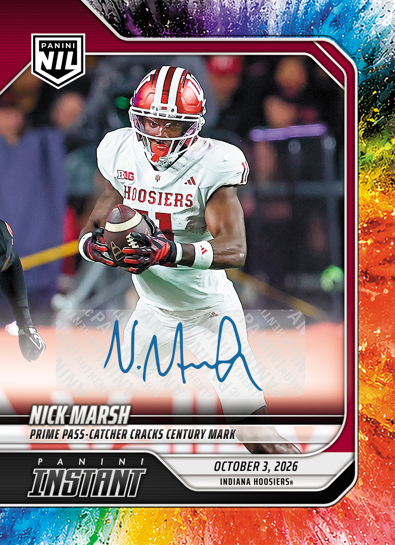 Detailed Image of Nick Marsh - 2026 Panini Instant NIL College Football #5-NMA - Color Blast /10 Auto