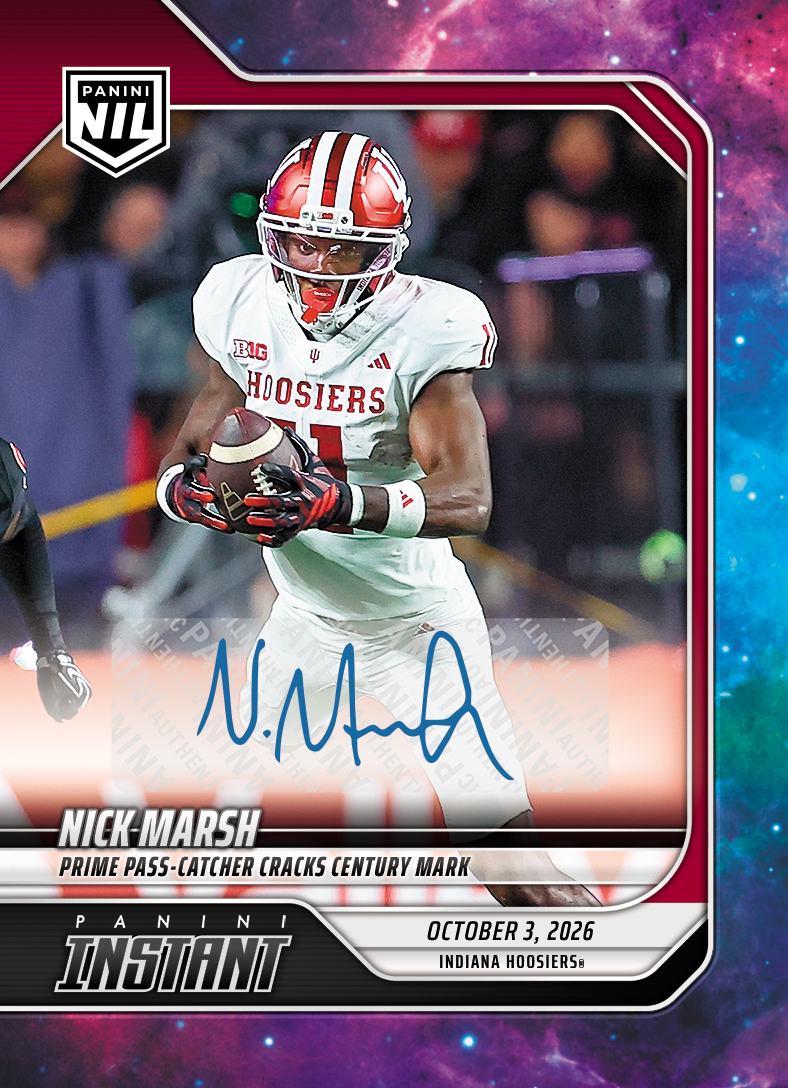Detailed Image of Nick Marsh - 2026 Panini Instant NIL College Football #5-NMA - Galaxy 1/1 Auto