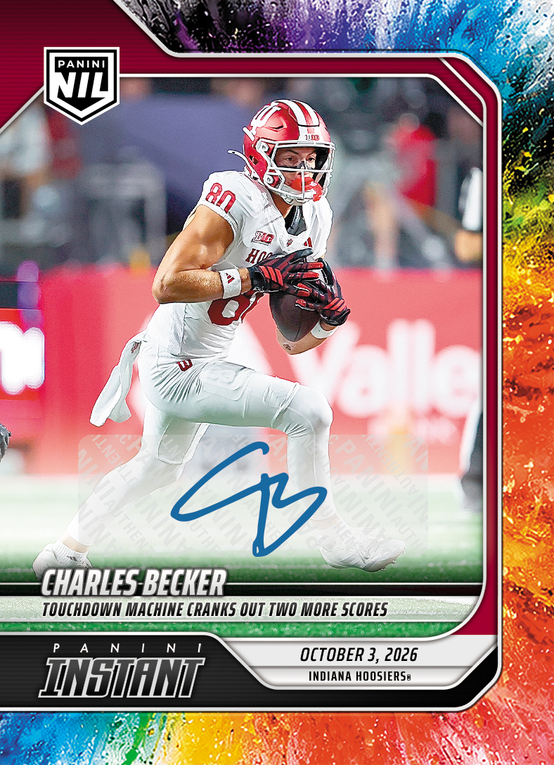 Detailed Image of Charles Becker - 2026 Panini Instant NIL College Football #5-CBE - Color Blast /10 Auto
