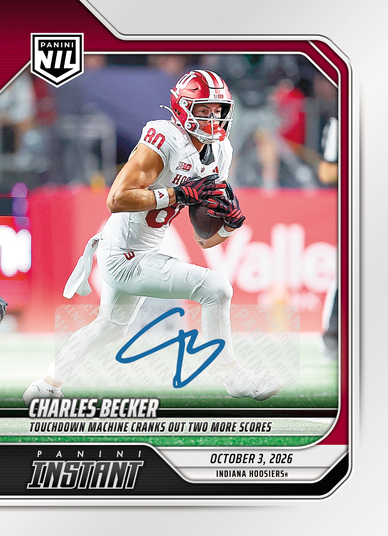 Detailed Image of Charles Becker - 2026 Panini Instant NIL College Football #5-CBE - Base /99 Auto