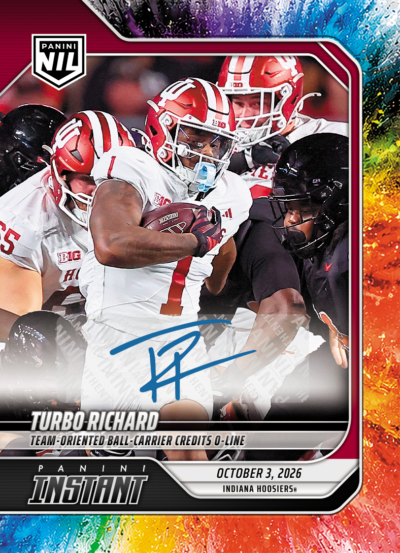 Detailed Image of Turbo Richard - 2026 Panini Instant NIL College Football #5-TRI - Color Blast /10 Auto