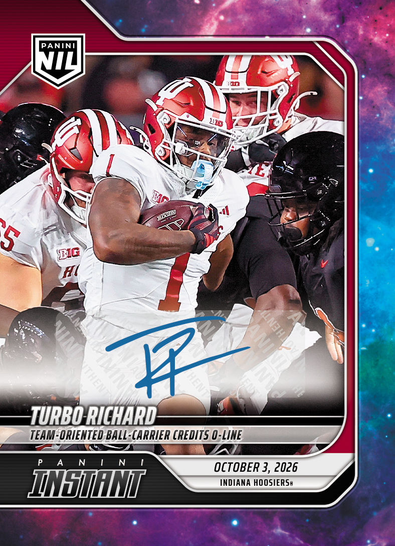 Detailed Image of Turbo Richard - 2026 Panini Instant NIL College Football #5-TRI - Galaxy 1/1 Auto