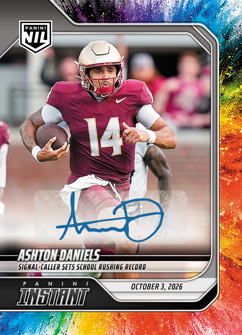Detailed Image of Ashton Daniels - 2026 Panini Instant NIL College Football #5-ADA - Color Blast /10 Auto