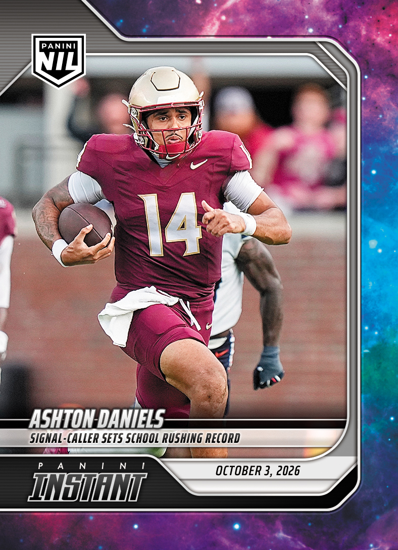 Detailed Image of Ashton Daniels - 2026 Panini Instant NIL College Football #5-ADA - Galaxy 1/1