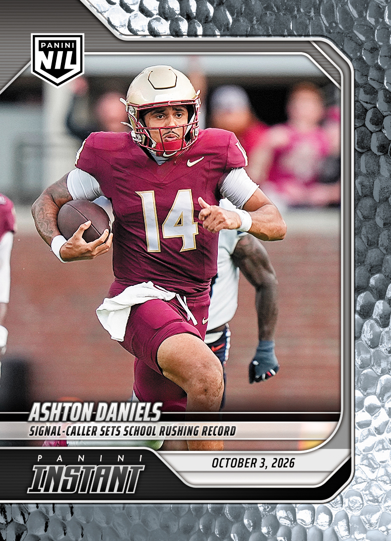 Detailed Image of Ashton Daniels - 2026 Panini Instant NIL College Football #5-ADA - Metallic /5