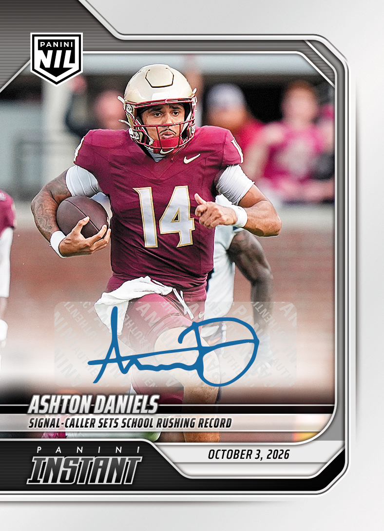 Detailed Image of Ashton Daniels - 2026 Panini Instant NIL College Football #5-ADA - Base /49 Auto